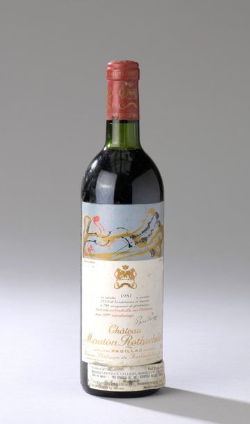 null 1 bouteille CH. MOUTON-ROTHSCHILD, 1° cru Pauillac 1981 (tachée, étiquette export...