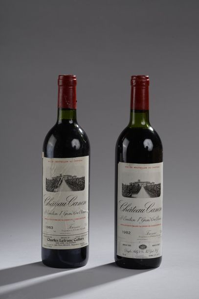 null 2 bouteilles CH. CANON, 1° Grand Cru St-Emilion [1 de 1982 LB, 1 de 1983, ea;...