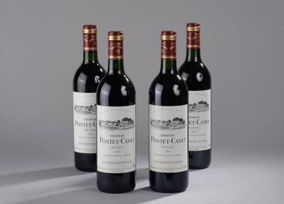 null 4 bouteilles CH. PONTET-CANET, 5° cru Pauillac 1989 (1 etla) 