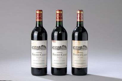 null 3 bouteilles CH. PONTET-CANET, 5° cru Pauillac 1990 (tachées) 
