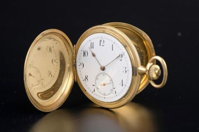 null Montre de gousset savonnette en or jaune 18K à filets, la carrure striée (petits...