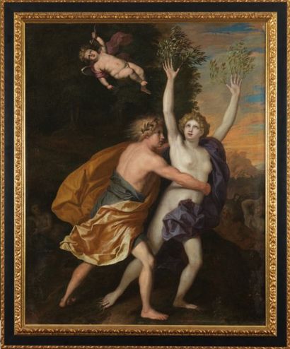 École Italienne du XVIIème siècle Apollon et Daphné Huile sur toile (rentoilée) Haut....