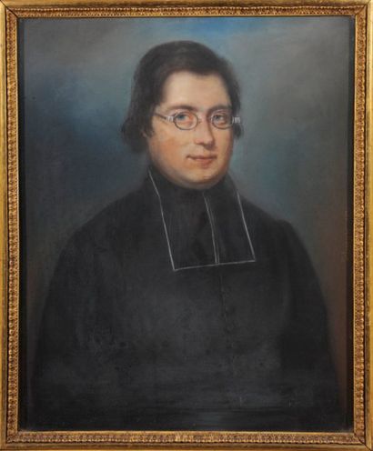 DUVERGIER (XIXème siècle) Portrait d'un abbé Pastel, signé vers la droite et daté...