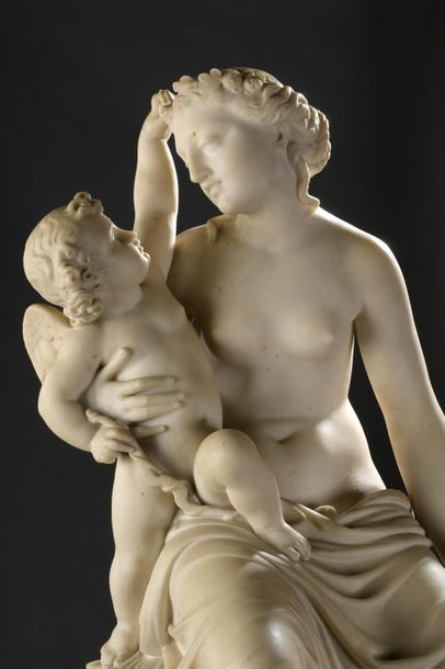 null Pierre LOISON (Mer, 1816 - cannes, 1886).

Diane et l'Amour.

Groupe sculpte?...