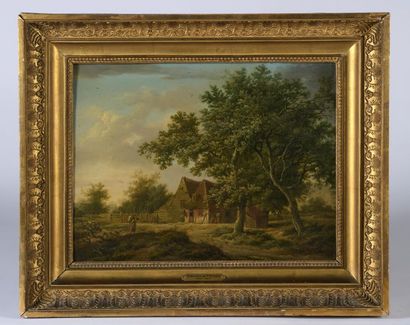 null Adrianus de VISSER ( Rotterdam, 1762 - Alkmaar, 1837).

Bergers près d'une maison...