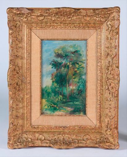 null Pierre-Auguste RENOIR (Limoges, 1841 - Cagnes-sur-mer, 1919).

Paysage aux arbres.

Huile...