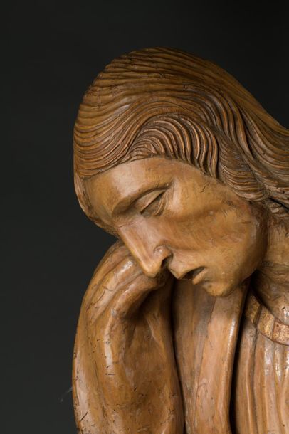 null Saint Jean de calvaire en tilleul sculpté en fort relief avec traces de dorure,...