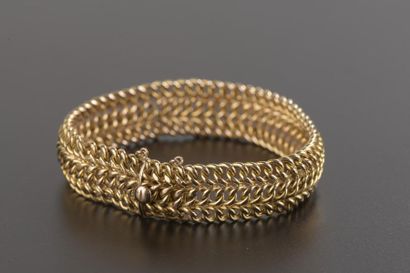 null Bracelet articulé en or jaune 18k ajouré, les maillons entrelacés (accident...