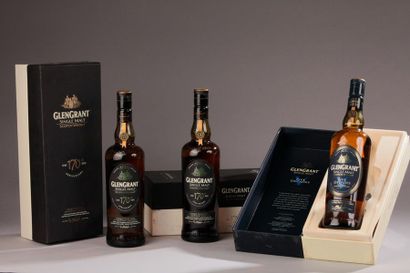null *3 bouteilles SCOTCH WHISKY "Single Malt", GlenGrant (2 bouteilles 170th anniversary,...