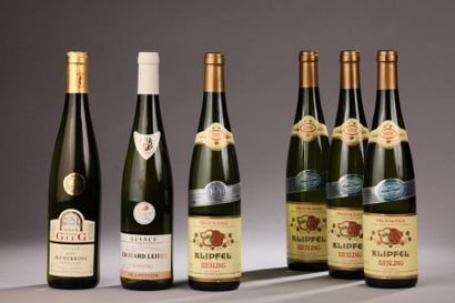 null 6 bouteilles ALSACE (Riesling Klipfel 2007 2008, Leiber 2009, Auxerrois 2007...