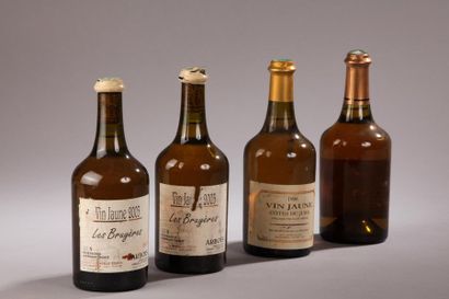 null 4 bouteilles VIN JAUNE (2 Tissot Les Bruyères 2003, ea; 1 Pirou 89 SE, 1 F.V....