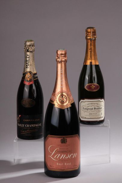 null 1 magnum CHAMPAGNE rosé, Lanson (on y joint 1 Mailly rosé 1964 et un Laurent-Perrier...
