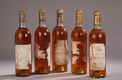 null 5 bouteilles Château RAYNE-VIGNEAU, 1° cru Sauternes 1976 (ea, 3 TLB, 3 millésimes...