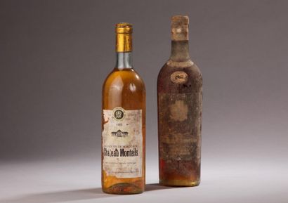 null 2 bouteilles SAUTERNES (1 Monteils 1986 ea, 1 illisible, possiblemennt cru d'arche-pugneau...