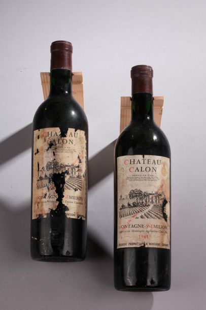 null 2 bouteilles Château CALON, Montagne- St-Emilion 1961 (eta, 1 SM présumée) 