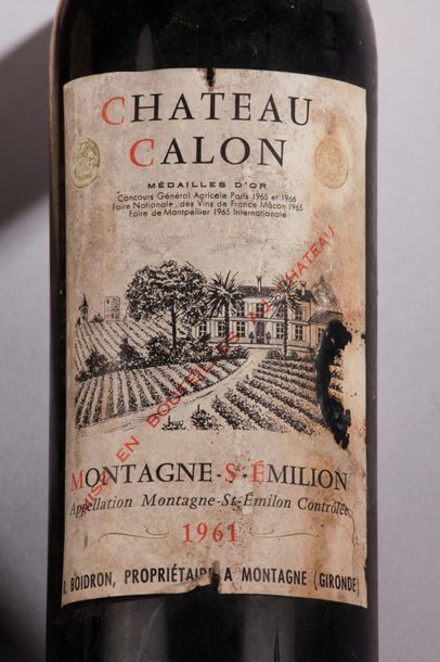null 2 bouteilles Château CALON, Montagne- St-Emilion 1961 (eta, 1 SM présumée) 