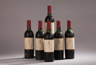 null 6 bouteilles Château LATOUR, 1° cru Pauillac 1972 (es, elt, 1 TLB, 3 LB, 1 B)...