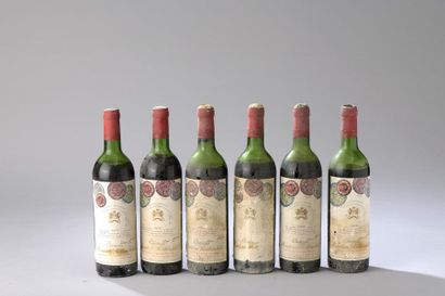 null 6 bouteilles Château MOUTON-ROTHSCHILD, 1° cru Pauillac 1978 (es, etlt, 1 MB,...