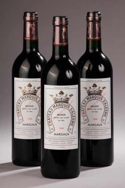 null 3 bouteilles Château MARQUIS-D'ALESME-BECKER, Margaux 1996 