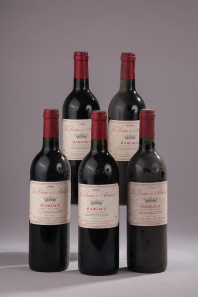 null 5 bouteilles LA DAME DE MALESCOT, Margaux 1996 (elt) 
