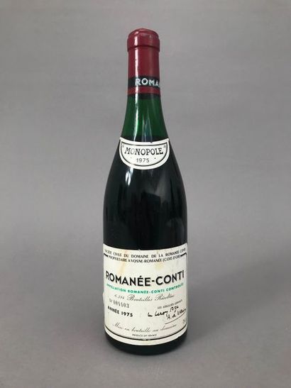 null 1 bouteille ROMANÉE-CONTI, 1975 (elt, petits accrocs, LB/MB au-dessus du croissant)...