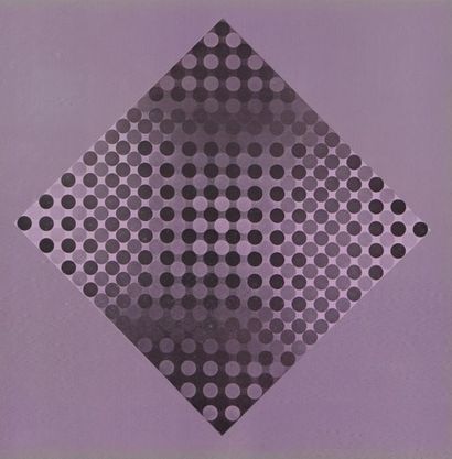 null ÉCOLE CINÉTIQUE, VERS 1970.
Composition géométrique.
Pochoir gouaché sur papier,...