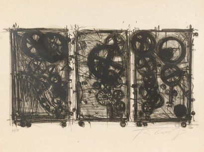 null 
Jean TINGUELY (1925-1991).
Composition abstraite. 
Lithographie signée en bas...