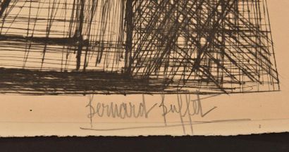 null Bernard BUFFET (1928-1999).
Le Saint Suaire.
Pointe sèche, signée en bas à droite...