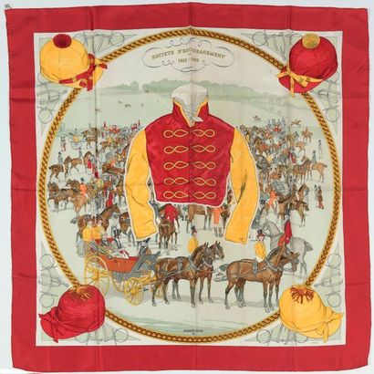 null HERMÈS

Carré de soie " Société d'Encouragement 1833-1965 " à décor en rouge,...