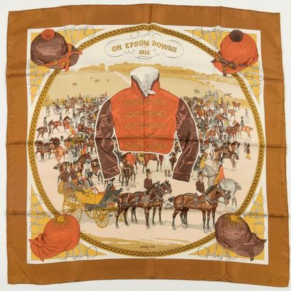 null HERMÈS

Carré de soie " On Epsom Down 1836 " à décor dans les tons orangés sur...