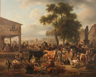 null Jean-Louis DEMARNE (1752 - Paris, 1829).

Foire de village.

Toile.

Haut. :...