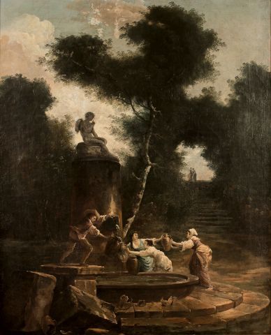 null Hubert ROBERT (Paris, 1733 - Paris, 1808).

La bascule ; Les femmes à la fontaine.

Paire...