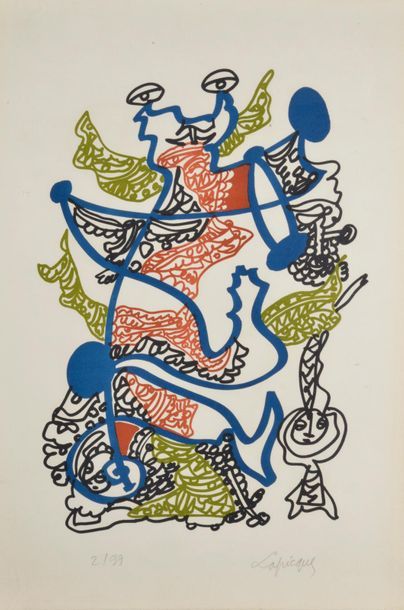 null Charles LAPICQUE (1898-1988).
"Le grand dignitaire".
Lithographie en couleurs...