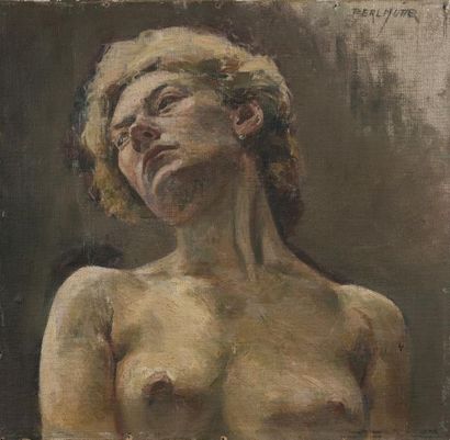 null Isaac PERLMUTTER (1866-1932).
Femme en buste aux seins nus.
Huile sur toile...