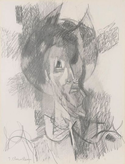 null Jean CHEVOLLEAU (1924-1996).
Don Quichotte.
Crayon graphite sur papier signé...