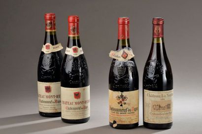 null 4 bouteilles CHÂTEAUNEUF-DU-PAPE (2 Mont-Redon 90, 1 La Nerthe 90, 1 Mont-Olivet...