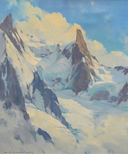  Charles Henri CONTENCIN (1898-1955) : Aiguille du géant, huile sur toile signé en... Gazette Drouot