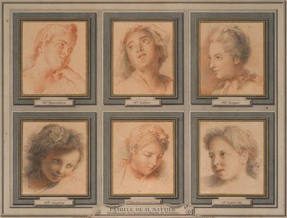 JEAN-MARC NATTIER (Paris 1685-1766) Ensemble de six portraits de famille: Mme Brochier/Mme...