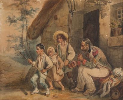 Nicolas Toussaint CHARLET (Paris 1792-1845) Napoleonic grouchy and children
18,5...