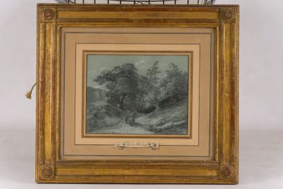 Thomas Gainsborough (1727-1788) La charrette dans le chemin creux
Pierre noire et...