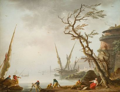 Charles François LACROIX de MARSEILLE (Marseille 1700-Berlin 1782) Pêcheurs rentrant...