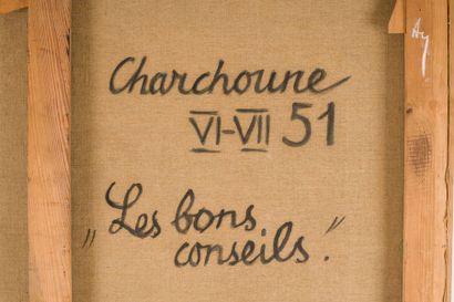 Serge Charchoune (1888-1975) 
Les bons conseils, 1951
Huile sur toile, signée en...