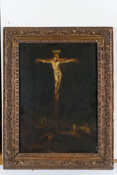 École FLAMANDE vers 1640 NON PRESENTE 
*La Crucifixion
Panneau de chêne, une planche,...
