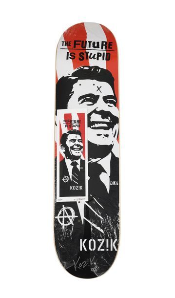 Franck KOZIK (né en 1962, États-Unis) 
Ronald Reagan, 2008
Sérigraphie sur planche...