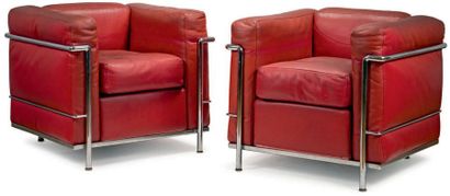 LE CORBUSIER & CASSINA (éditeur) 
Deux fauteuils modèle LC2 du référencier de l'artiste...