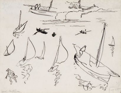 Henri MATISSE (1869-1954) 
Barques à Collioure, vers 1905
Plume et encre de Chine,...