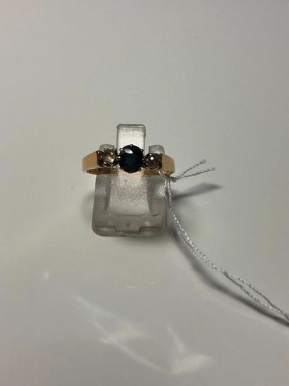 18K (750) yellow gold and platinum ring,...