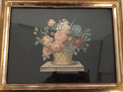Gravure bouquet de fleurs. 16 x 23 cm.