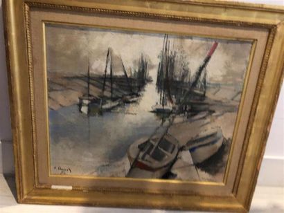 null Jean-Claude SCHENK (1928)
Les barques - novembre 56
Huile sur toile signée en...