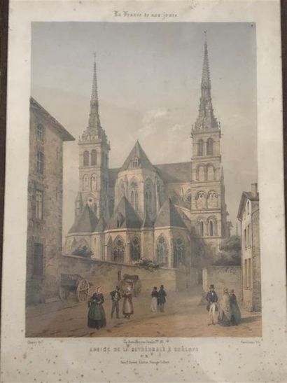 null Deux gravures "Cathédrale de Châlons".
Piqûres.
28 x 20 cm. 